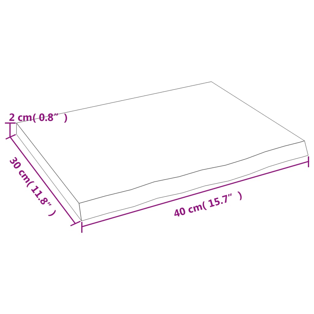 vidaXL Półka, 40x30x2 cm, surowe lite drewno dębowe