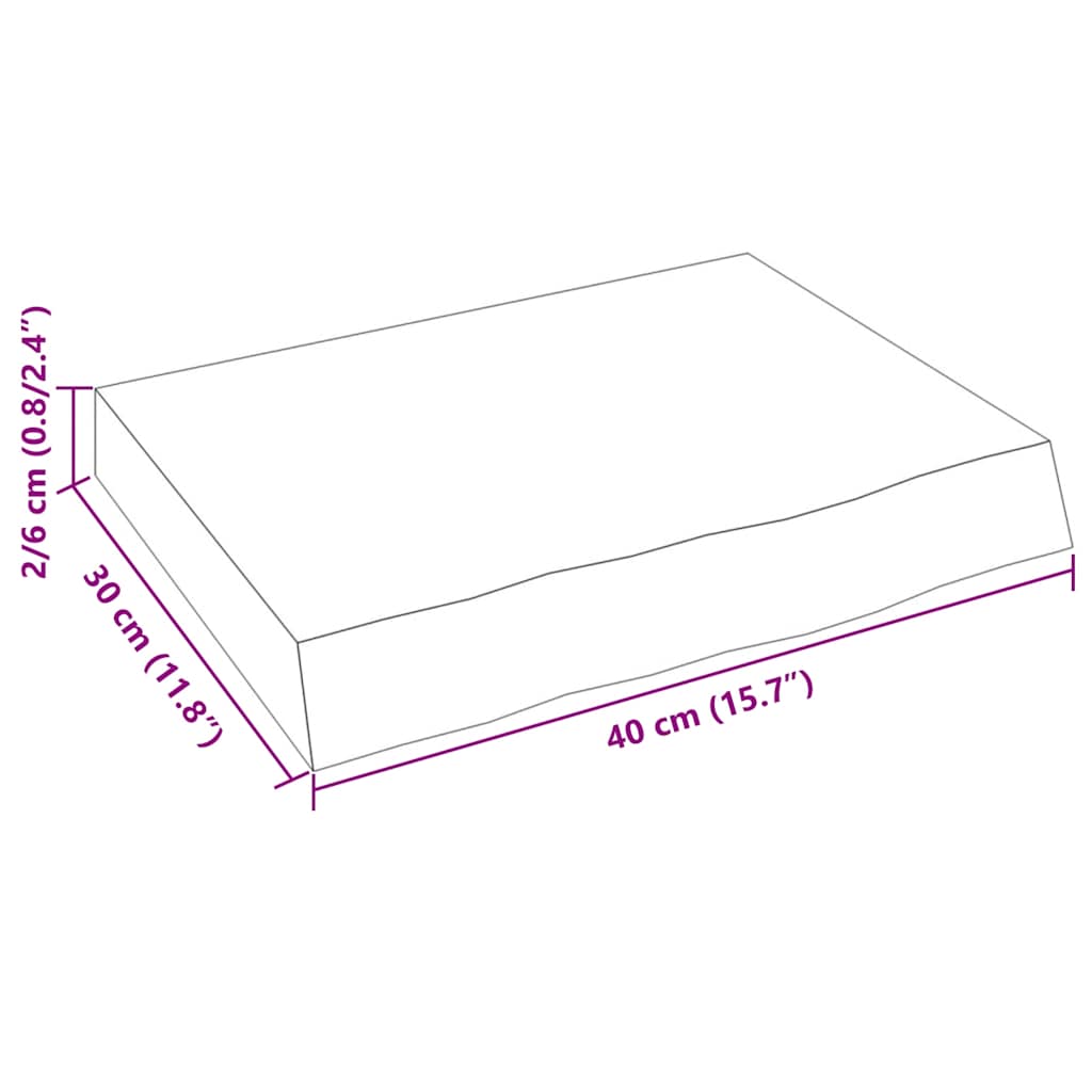 vidaXL Półka, 40x30x(2-6) cm, surowe lite drewno dębowe