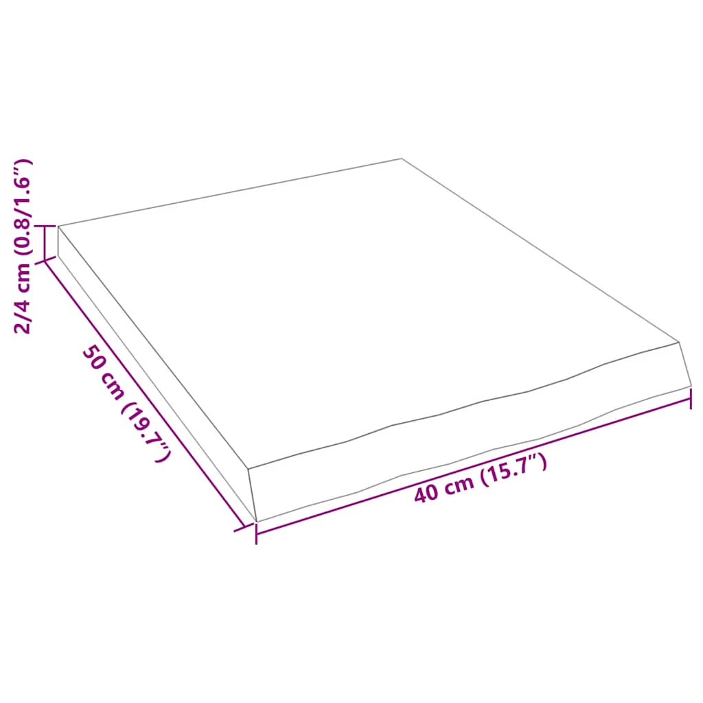 vidaXL Półka, 40x50x(2-4) cm, surowe lite drewno dębowe