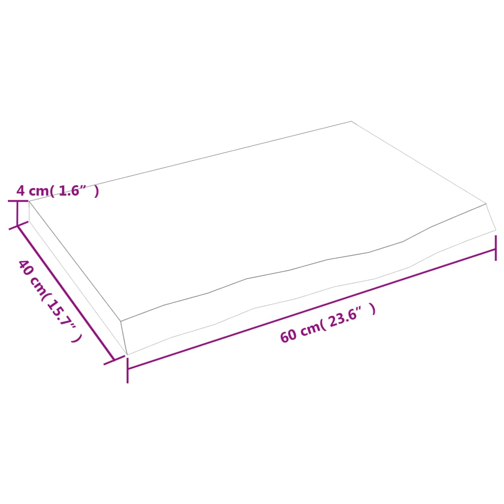 vidaXL Półka, 60x40x(2-4) cm, surowe lite drewno dębowe