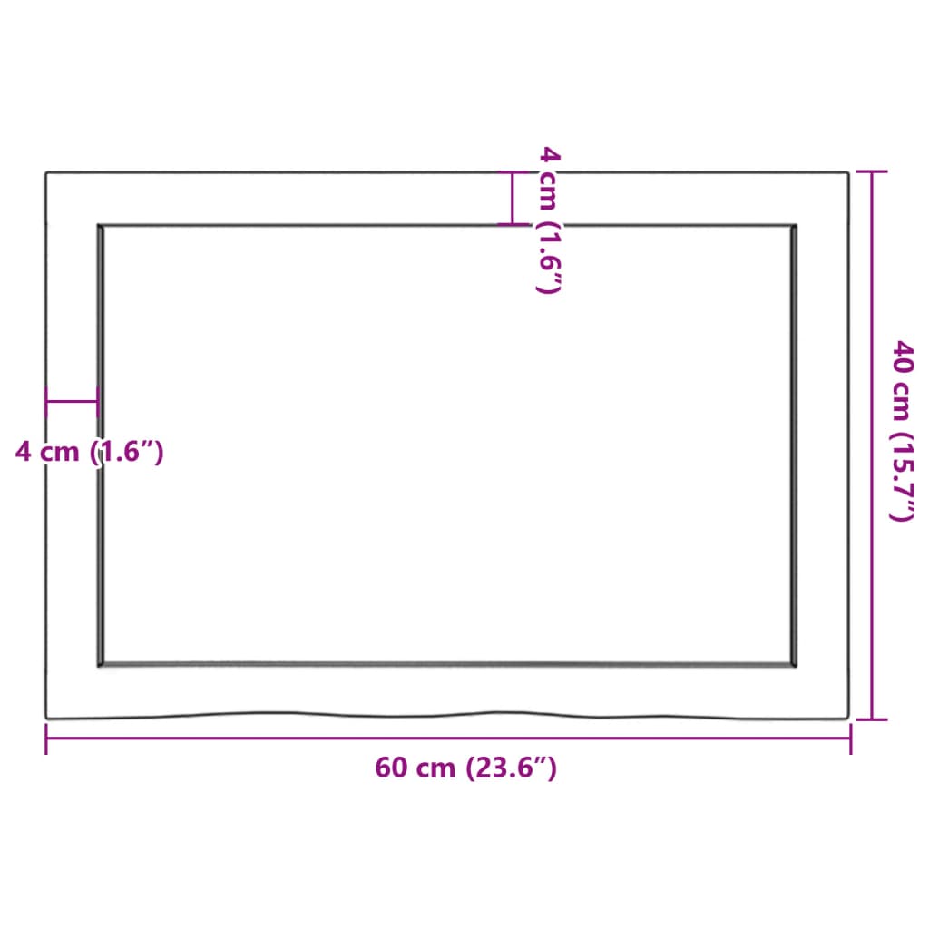 vidaXL Półka, 60x40x(2-4) cm, surowe lite drewno dębowe
