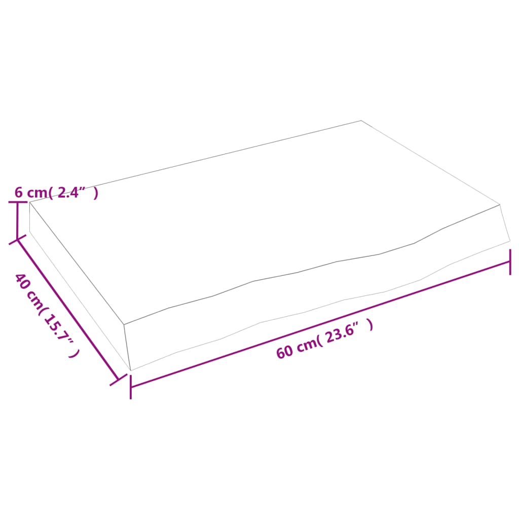 vidaXL Półka, 60x40x(2-6) cm, surowe lite drewno dębowe