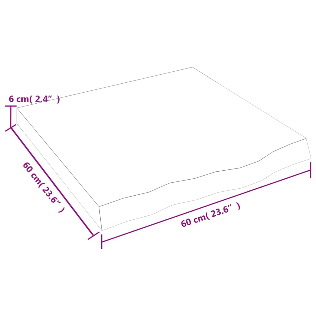 vidaXL Półka, 60x60x(2-6) cm, surowe lite drewno dębowe