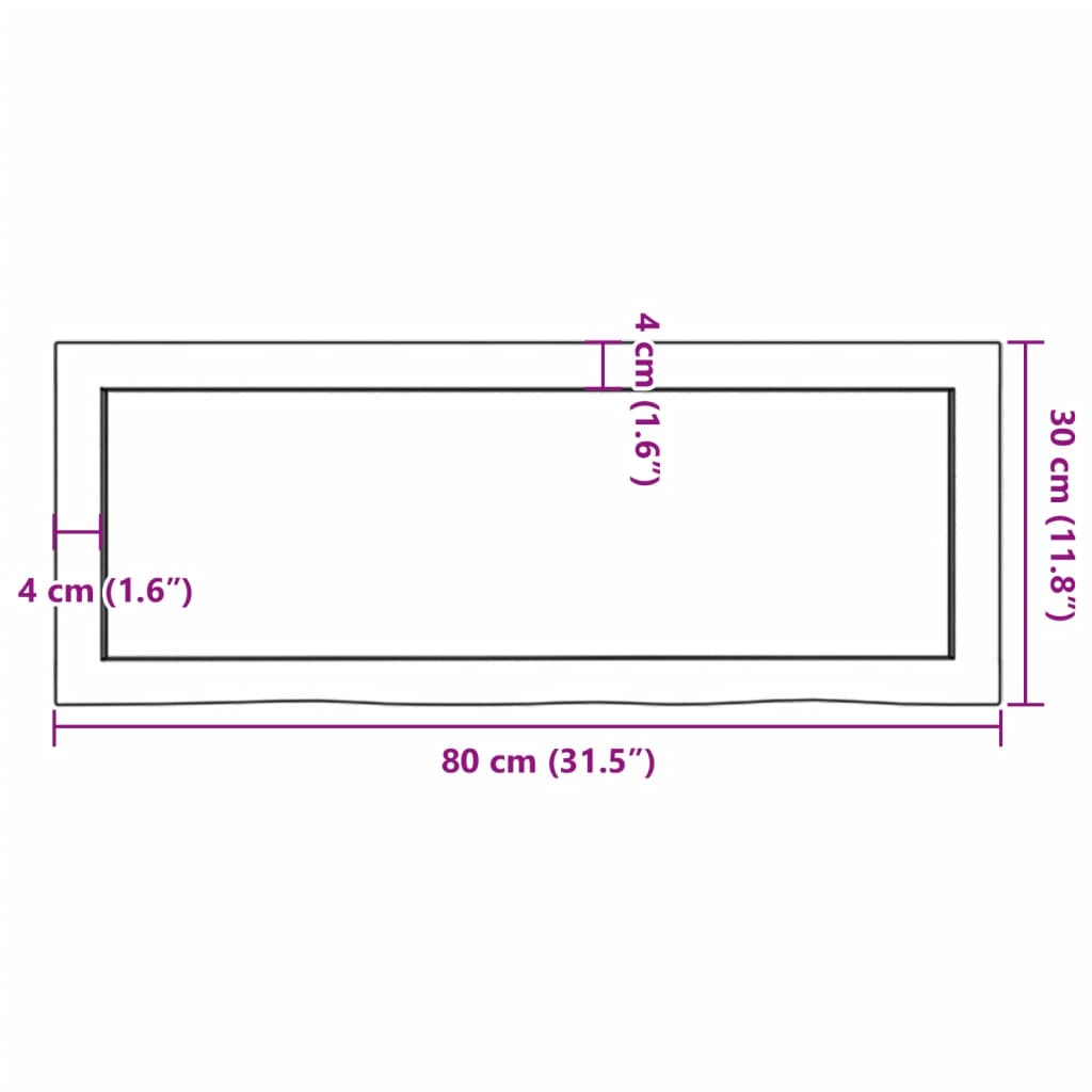 vidaXL Półka, 80x30x(2-6) cm, surowe lite drewno dębowe