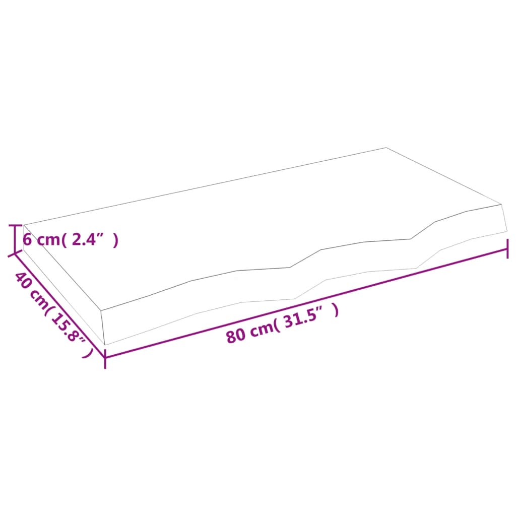 vidaXL Półka, 80x40x(2-6) cm, surowe lite drewno dębowe