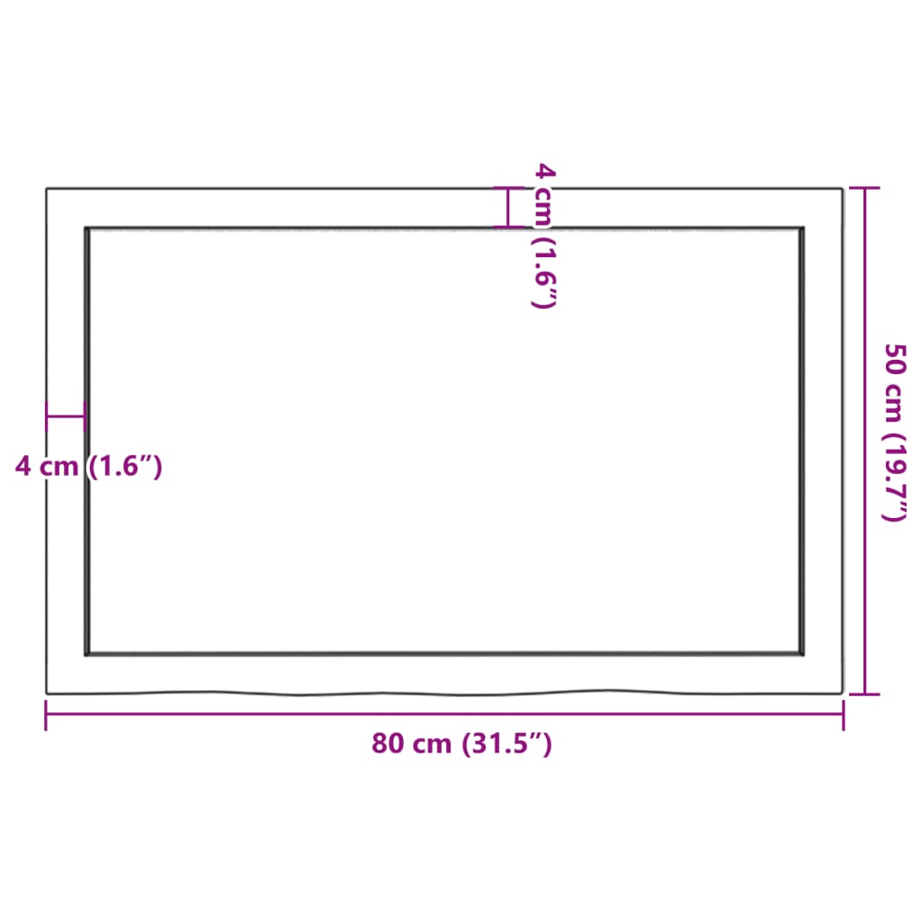 vidaXL Półka, 80x50x(2-6) cm, surowe lite drewno dębowe