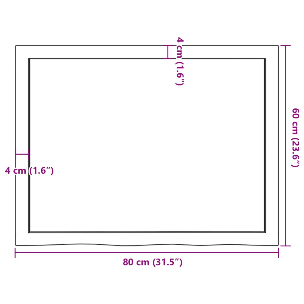 vidaXL Półka, 80x60x(2-4) cm, surowe lite drewno dębowe