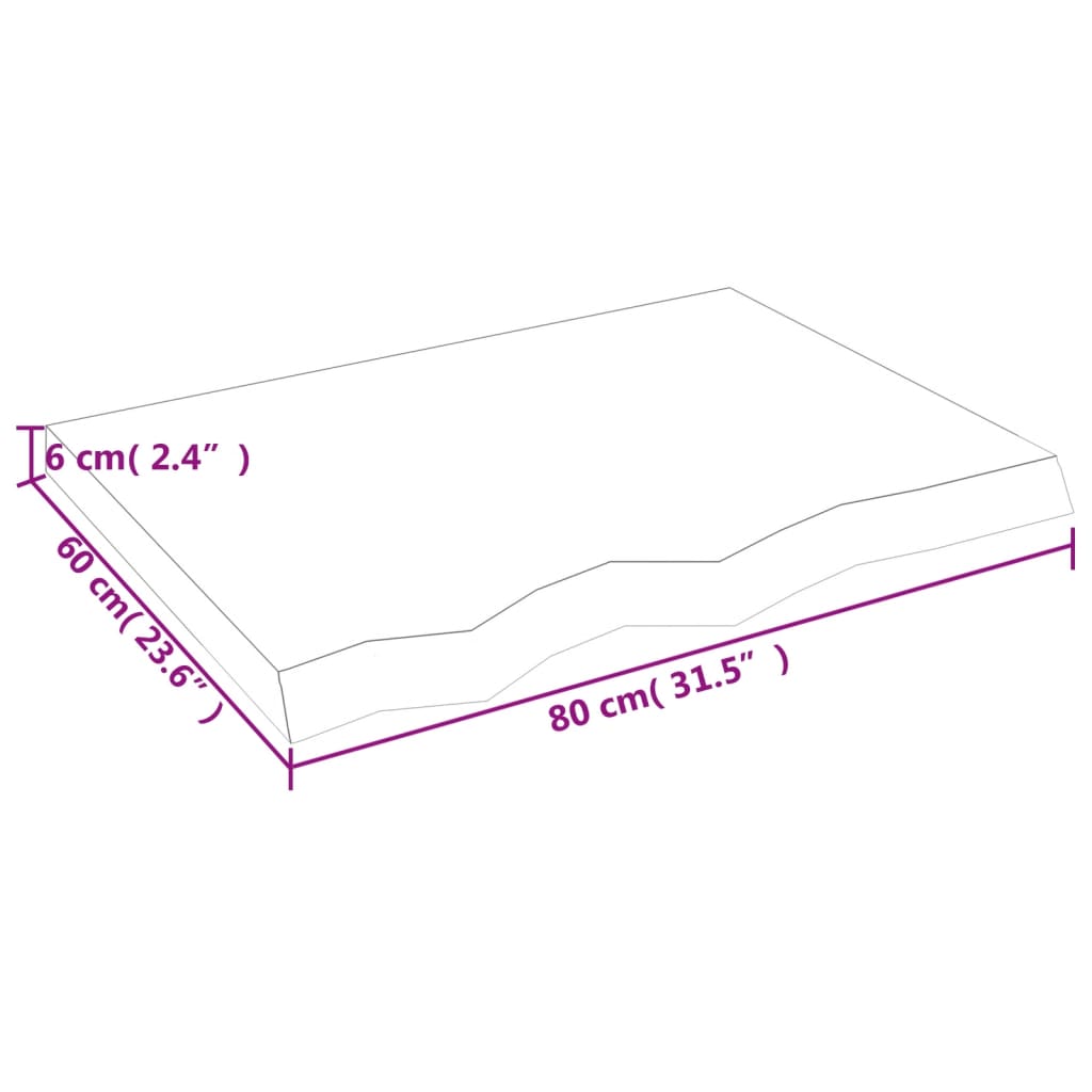 vidaXL Półka, 80x60x(2-6) cm, surowe lite drewno dębowe
