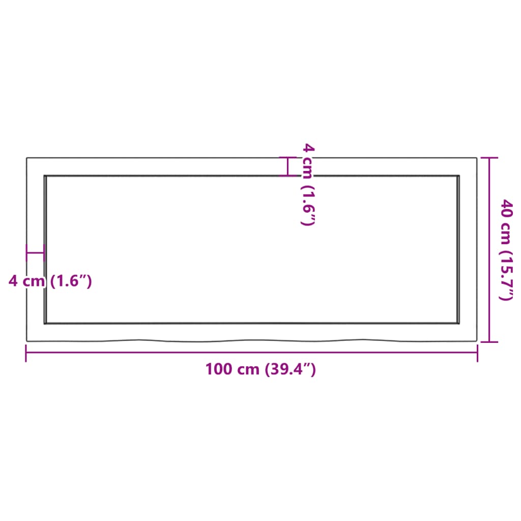 vidaXL Półka, 100x40x(2-6) cm, surowe lite drewno dębowe