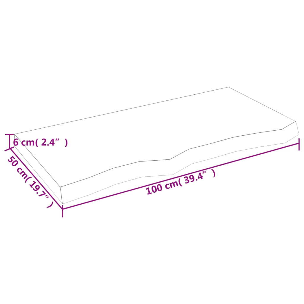 vidaXL Półka, 100x50x(2-6) cm, surowe lite drewno dębowe