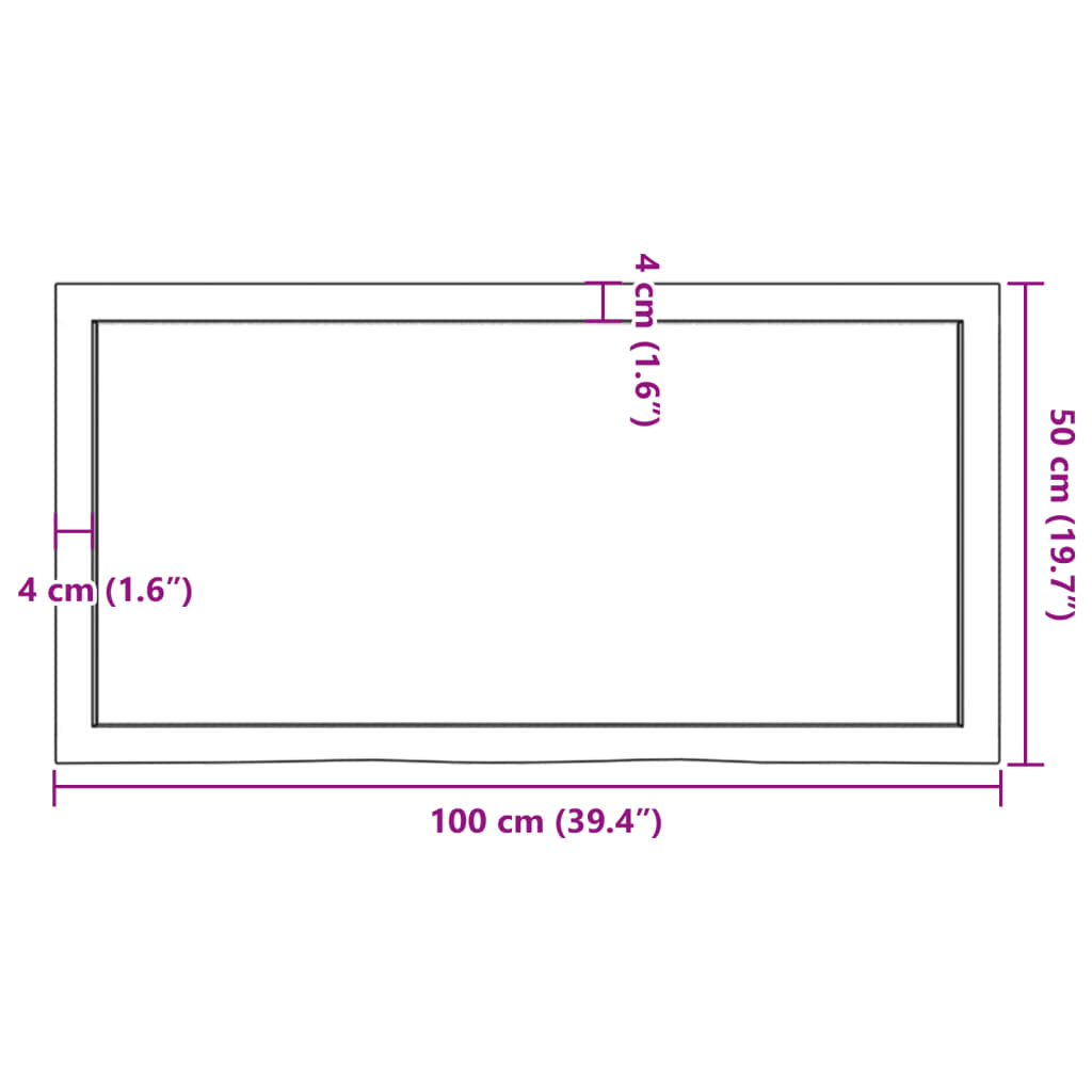 vidaXL Półka, 100x50x(2-6) cm, surowe lite drewno dębowe