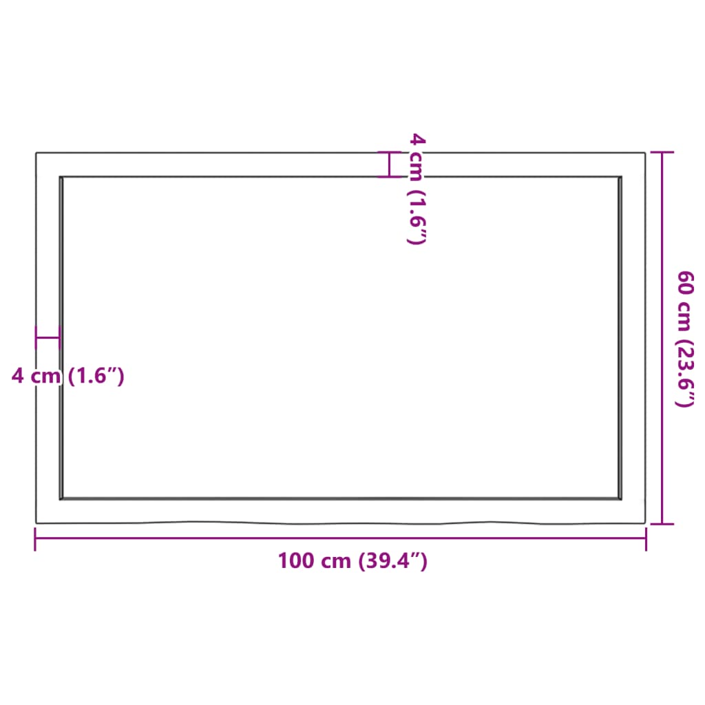 vidaXL Półka, 100x60x(2-4) cm, surowe lite drewno dębowe