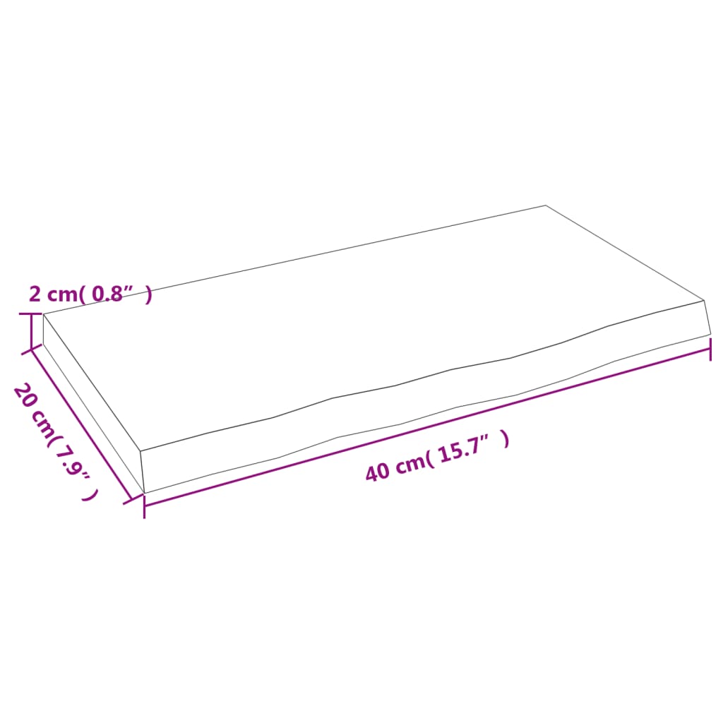 vidaXL Półka, jasnobrązowa, 40x20x2 cm, lakierowane lite drewno dębowe
