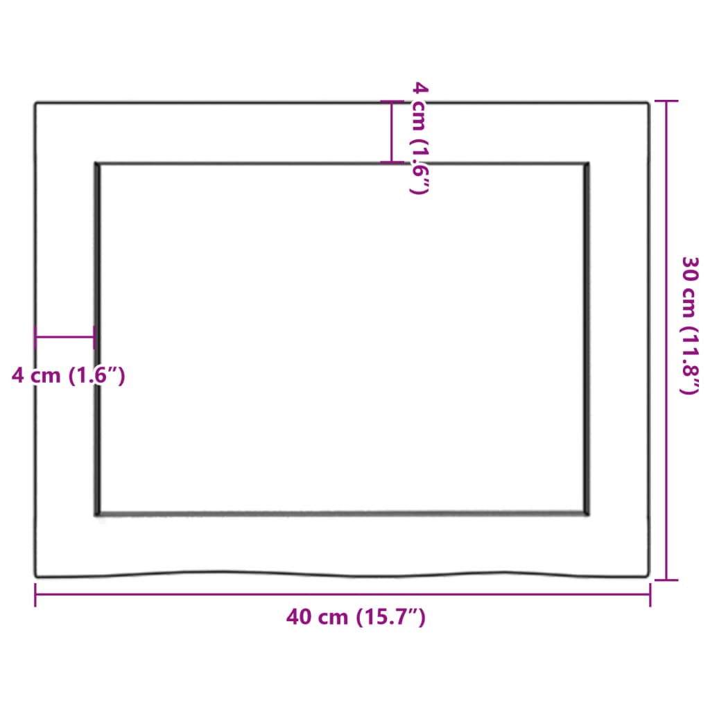 vidaXL Półka, brązowa, 40x30x(2-4) cm, lakierowane lite drewno dębowe