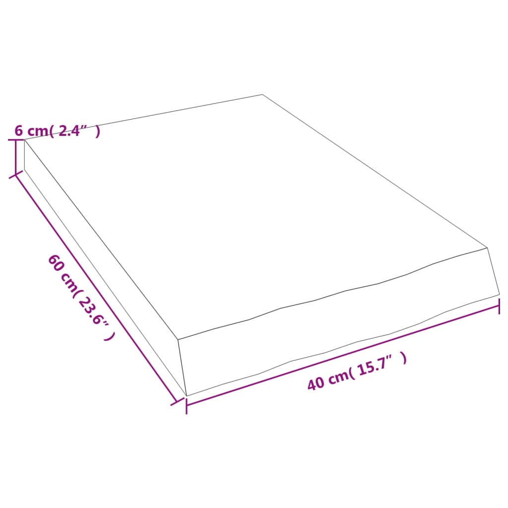 vidaXL Półka, brązowa, 40x60x(2-6) cm, lakierowane lite drewno dębowe