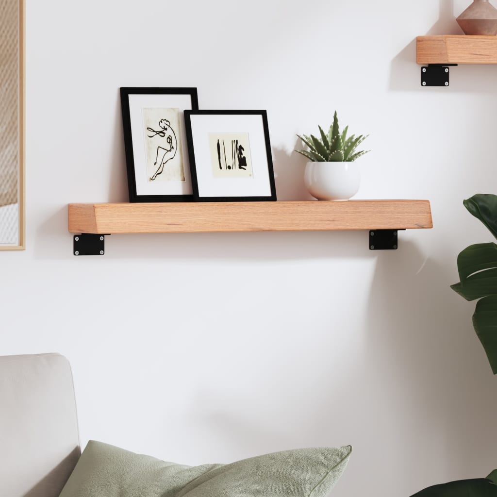 vidaXL Półka, jasnobrązowa, 60x10x6 cm, lakierowane lite drewno dębowe