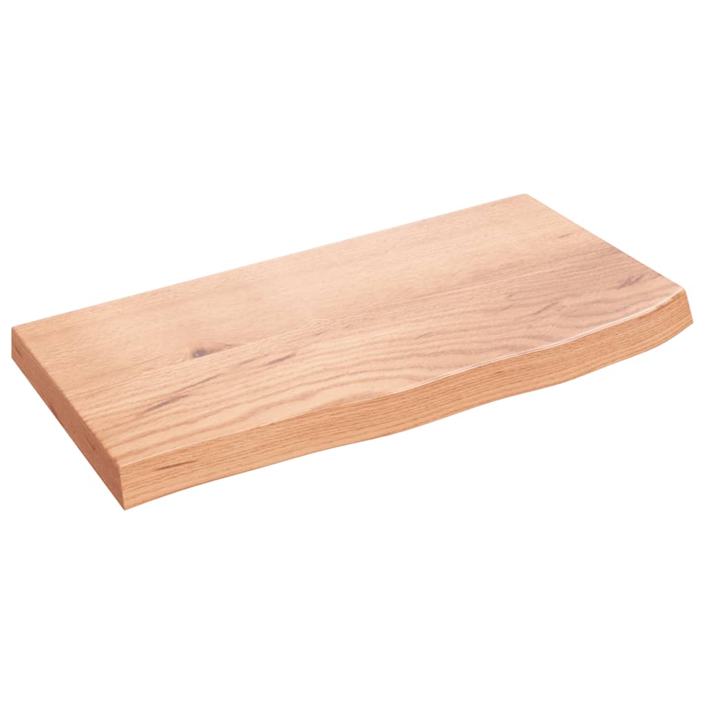 vidaXL Półka, brązowa, 60x30x(2-4) cm, lakierowane lite drewno dębowe
