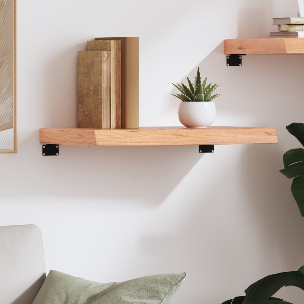 vidaXL Półka, brązowa, 60x30x(2-6) cm, lakierowane lite drewno dębowe