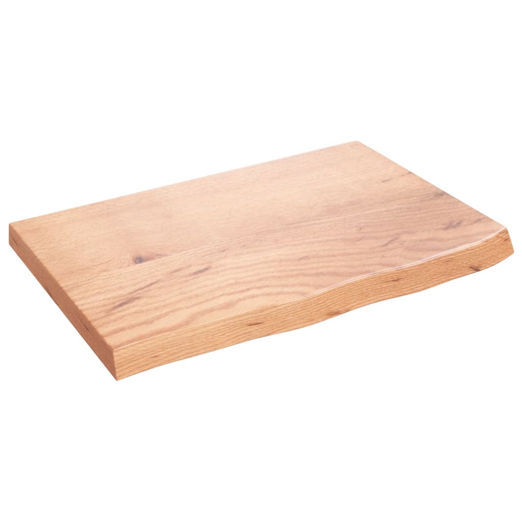 vidaXL Półka, brązowa, 60x40x(2-4) cm, lakierowane lite drewno dębowe