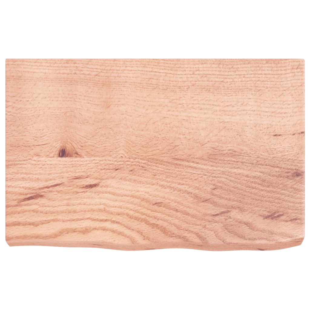 vidaXL Półka, brązowa, 60x40x(2-6) cm, lakierowane lite drewno dębowe