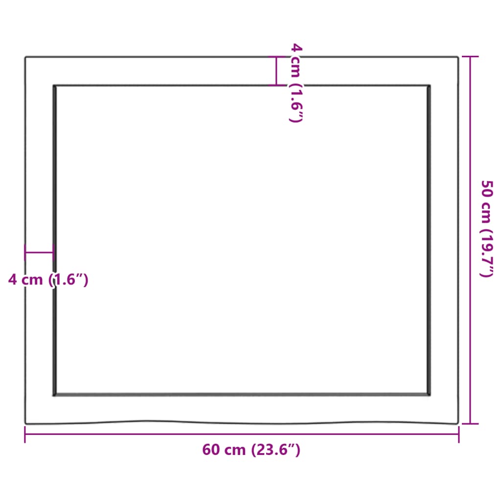 vidaXL Półka, brązowa, 60x50x(2-4) cm, lakierowane lite drewno dębowe