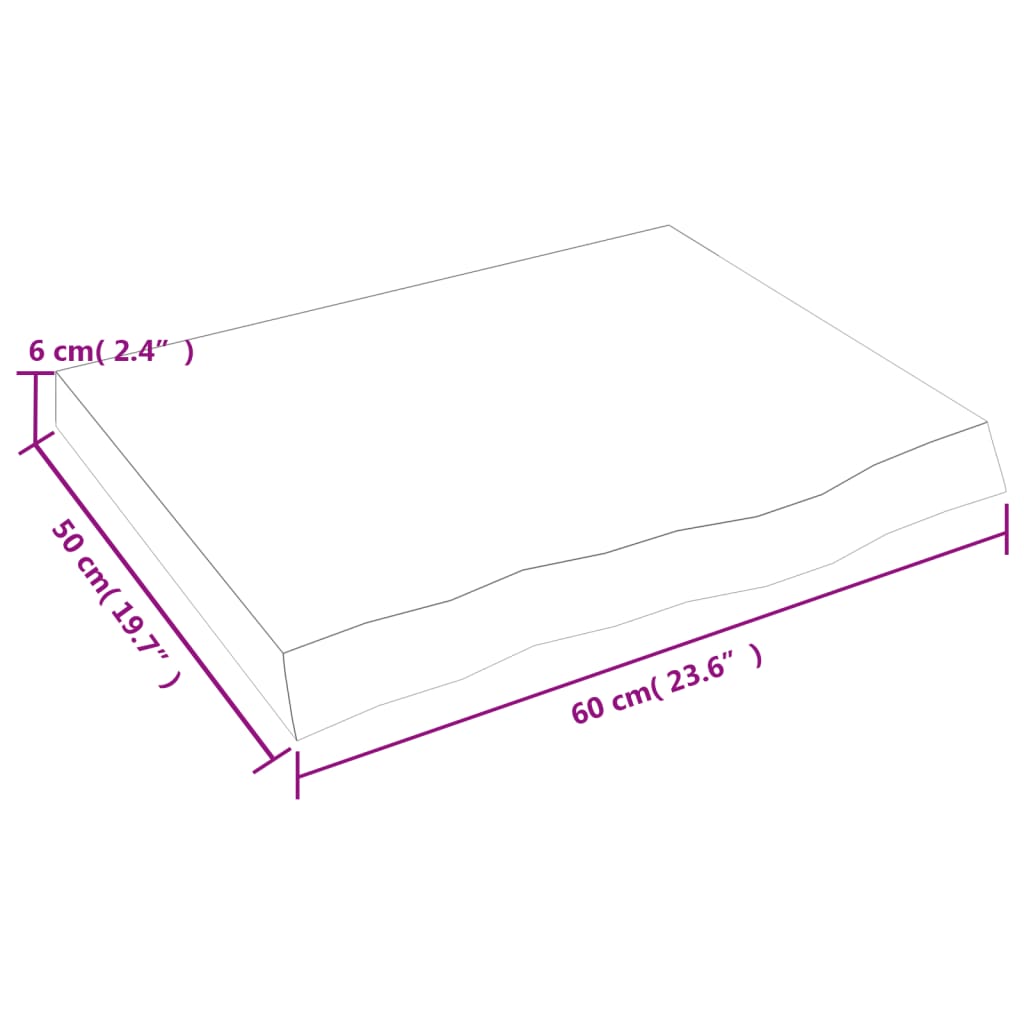 vidaXL Półka, brązowa, 60x50x(2-6) cm, lakierowane lite drewno dębowe