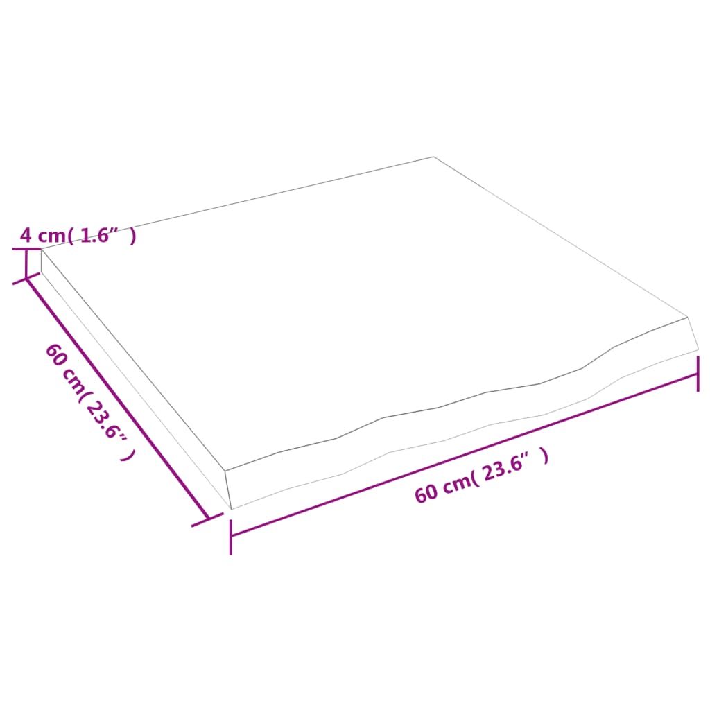vidaXL Półka, brązowa, 60x60x(2-4) cm, lakierowane lite drewno dębowe