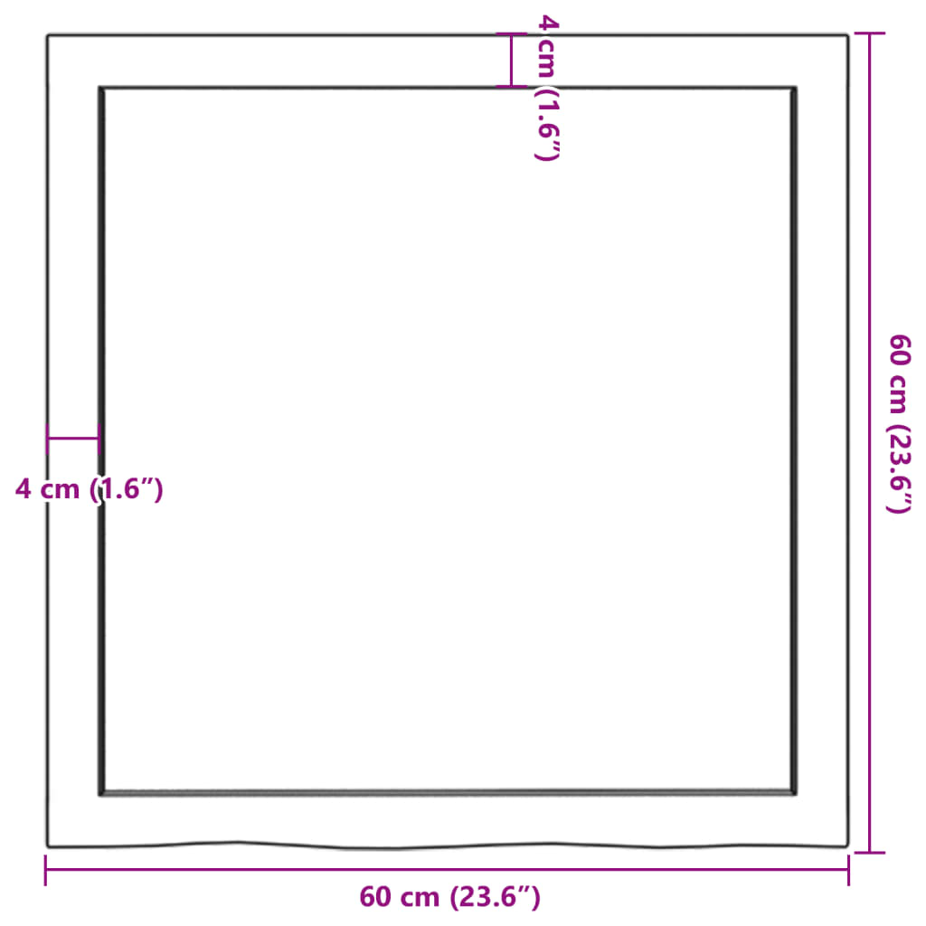 vidaXL Półka, brązowa, 60x60x(2-4) cm, lakierowane lite drewno dębowe