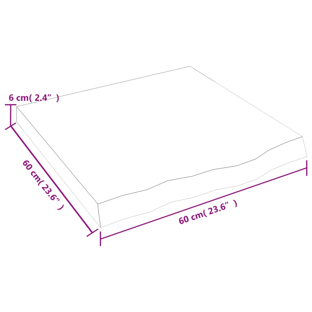 vidaXL Półka, brązowa, 60x60x(2-6) cm, lakierowane lite drewno dębowe