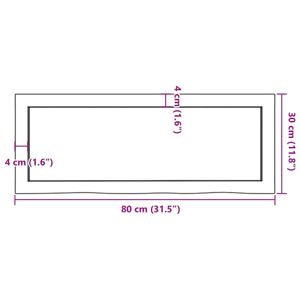 vidaXL Półka, brązowa, 80x30x(2-4) cm, lakierowane lite drewno dębowe