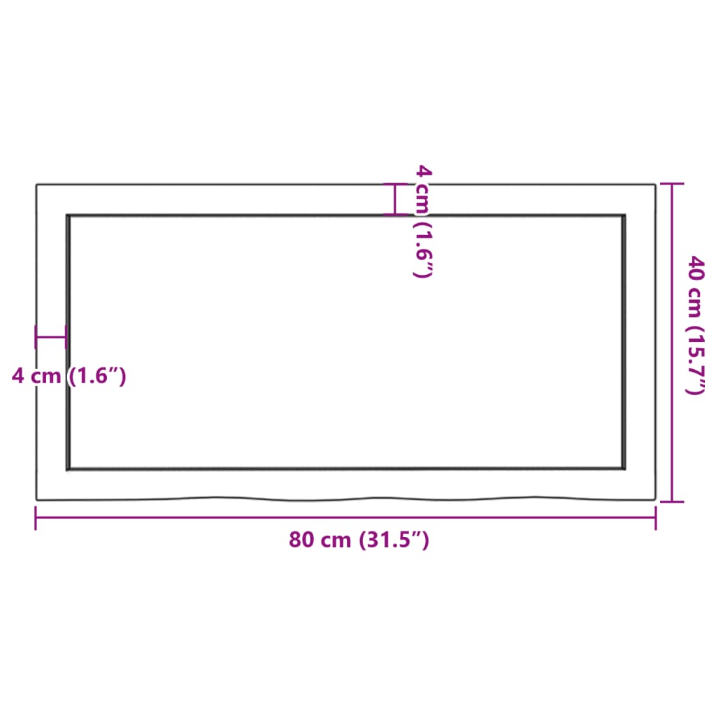 vidaXL Półka, brązowa, 80x40x(2-4) cm, lakierowane lite drewno dębowe