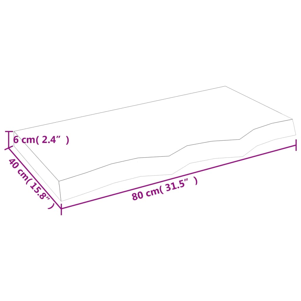 vidaXL Półka, brązowa, 80x40x(2-6) cm, lakierowane lite drewno dębowe