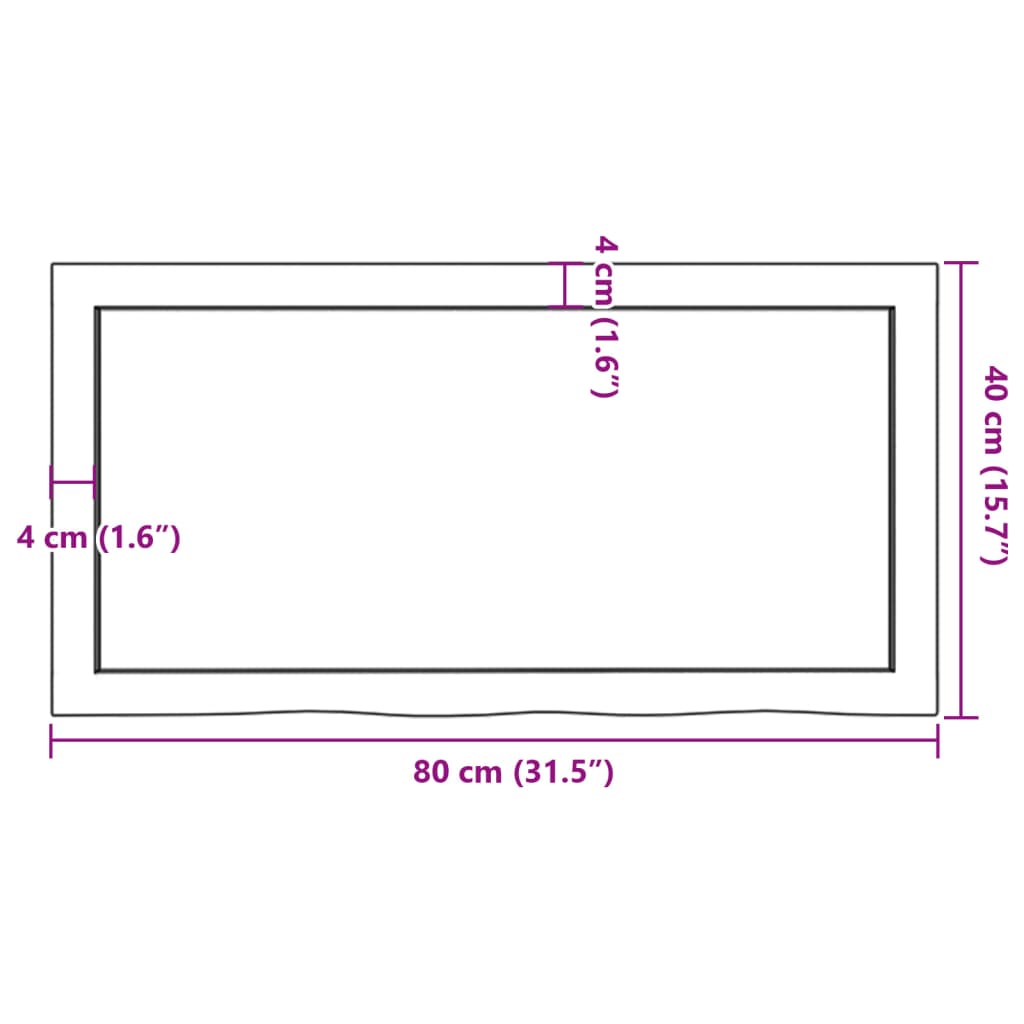 vidaXL Półka, brązowa, 80x40x(2-6) cm, lakierowane lite drewno dębowe