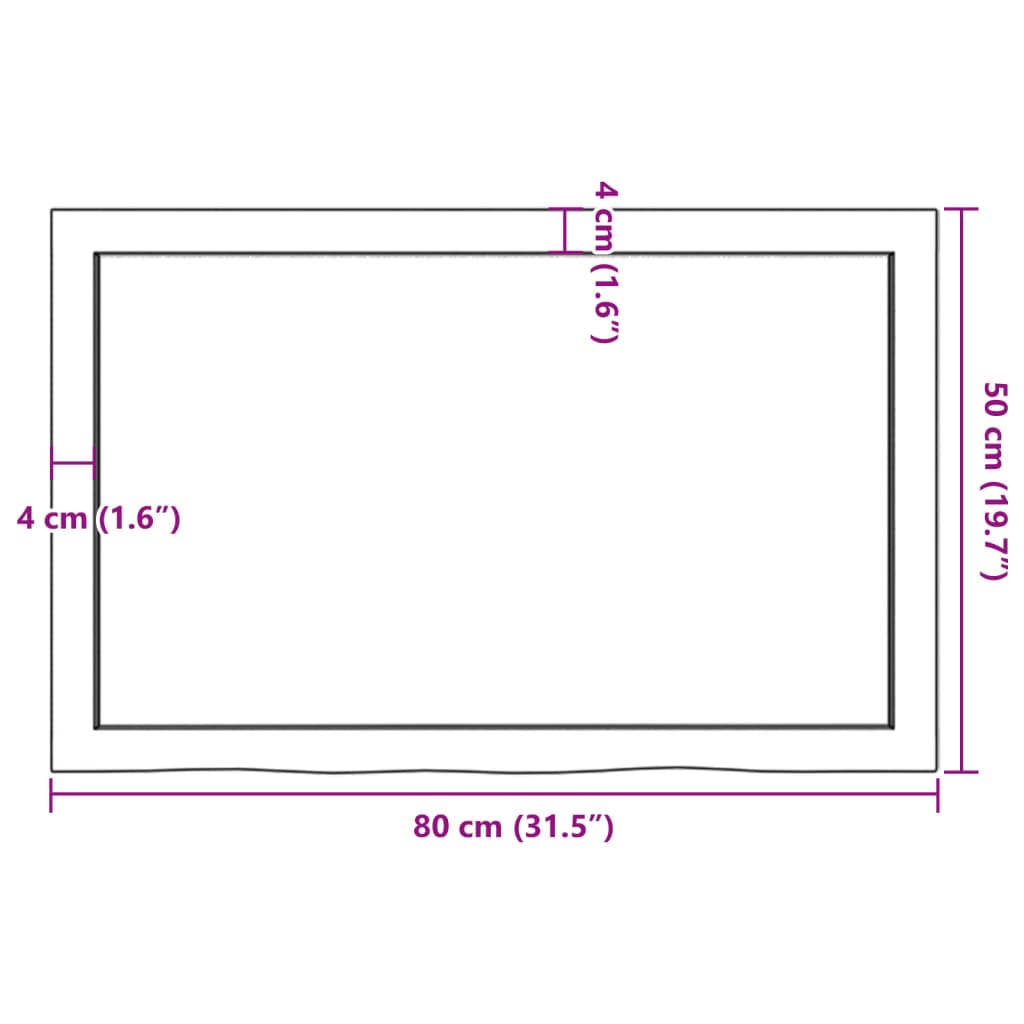 vidaXL Półka, brązowa, 80x50x(2-6) cm, lakierowane lite drewno dębowe