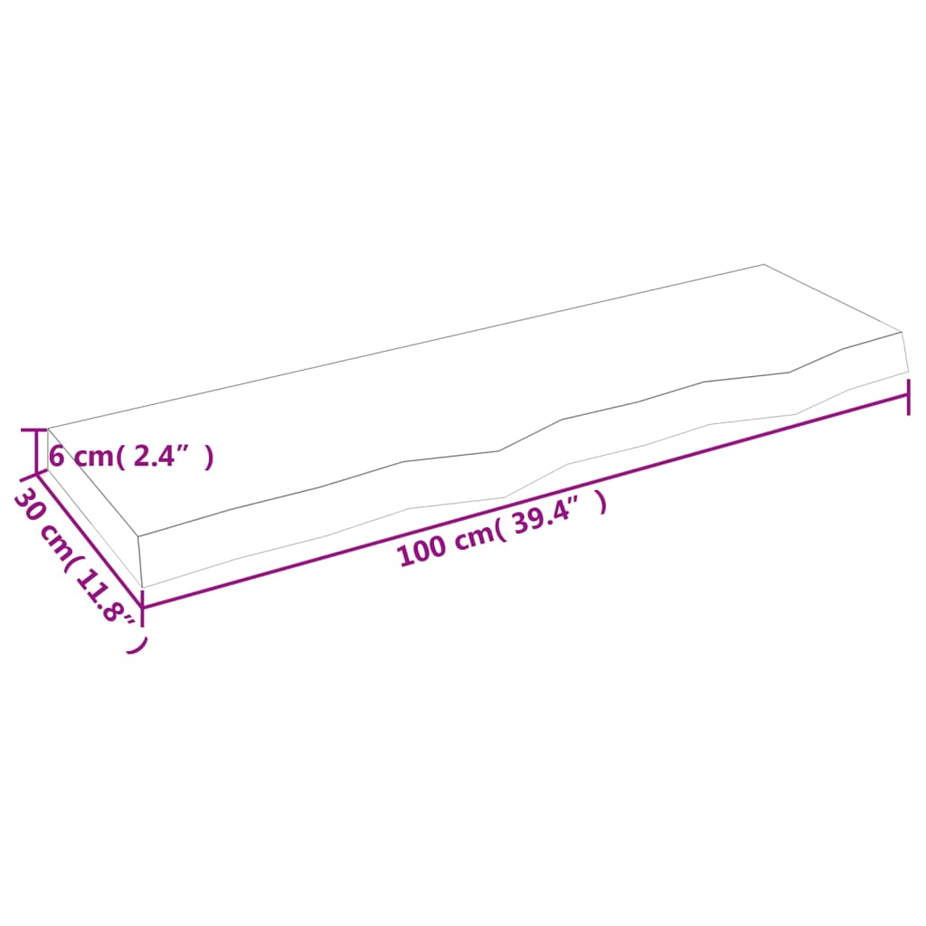 vidaXL Półka, brązowa, 100x30x(2-6) cm, lakierowane lite drewno dębowe
