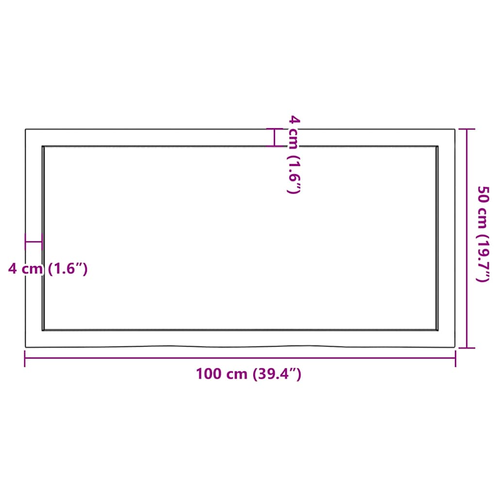 vidaXL Półka, brązowa, 100x50x(2-6) cm, lakierowane lite drewno dębowe