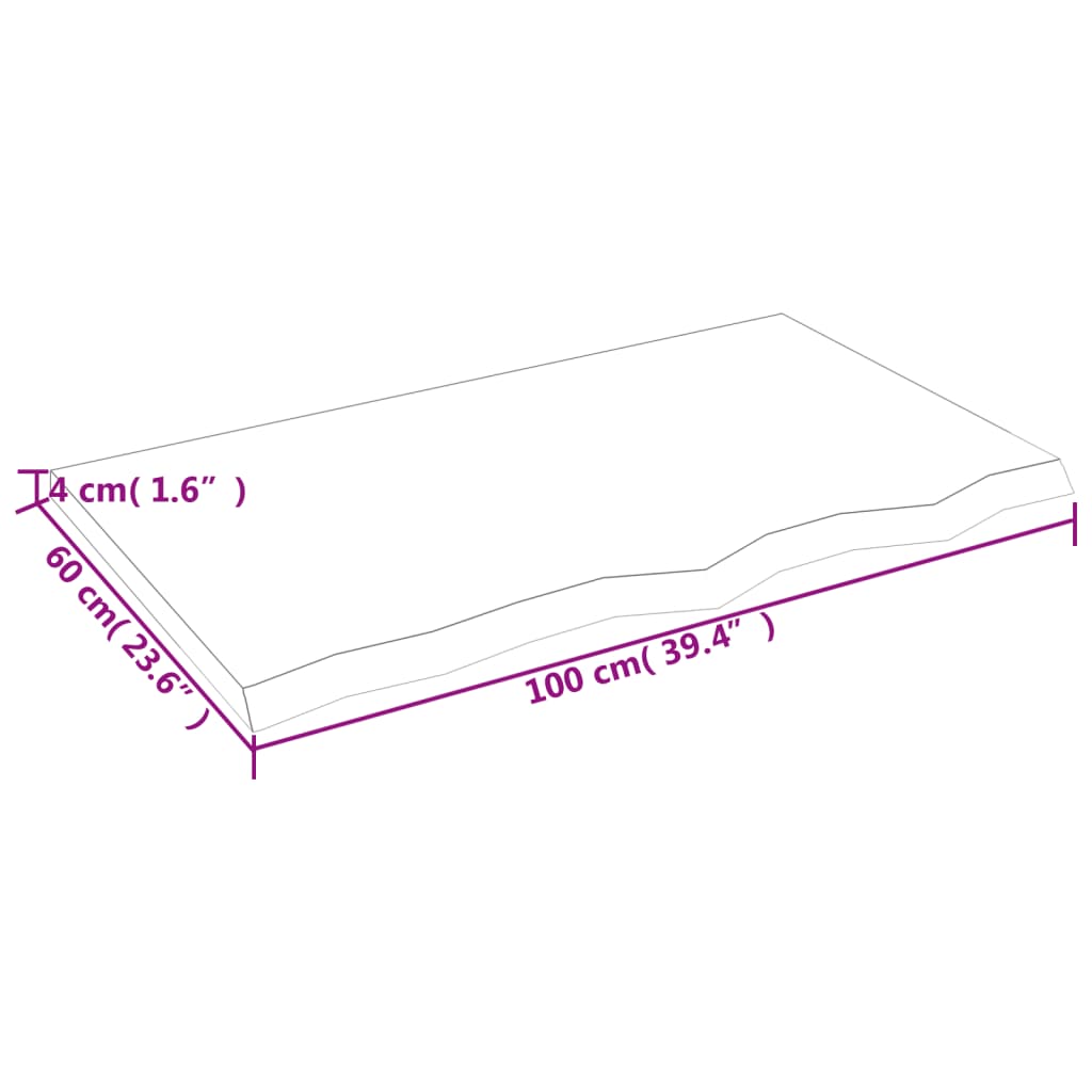 vidaXL Półka, brązowa, 100x60x(2-4) cm, lakierowane lite drewno dębowe