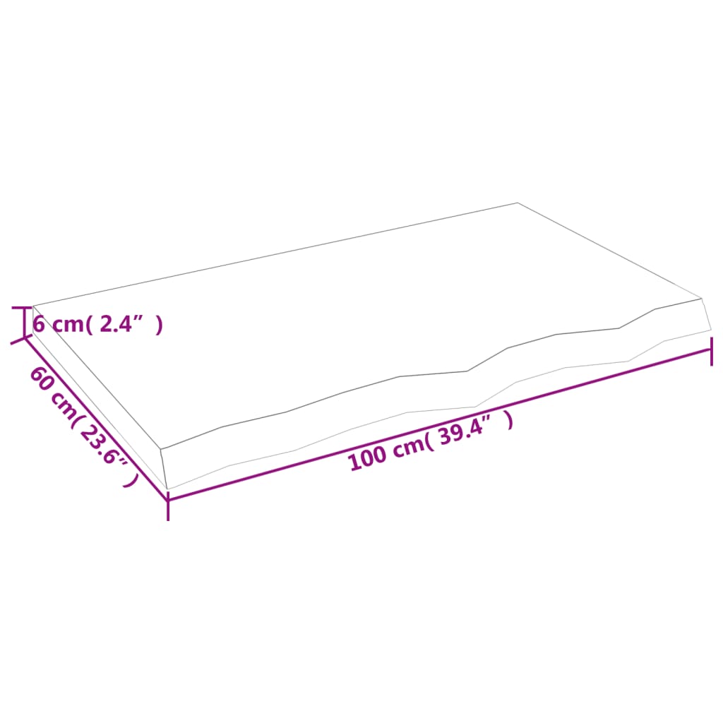 vidaXL Półka, brązowa, 100x60x(2-6) cm, lakierowane lite drewno dębowe