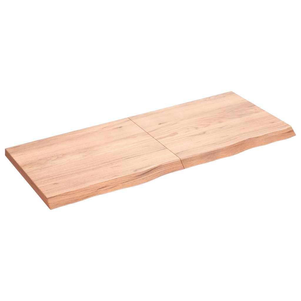 vidaXL Półka, brązowa, 120x50x(2-4) cm, lakierowane lite drewno dębowe