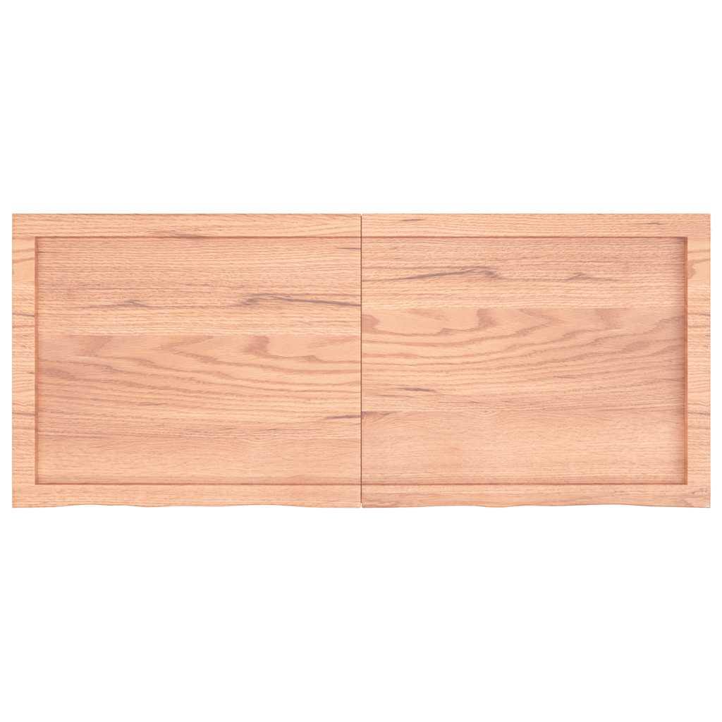 vidaXL Półka, brązowa, 120x50x(2-4) cm, lakierowane lite drewno dębowe