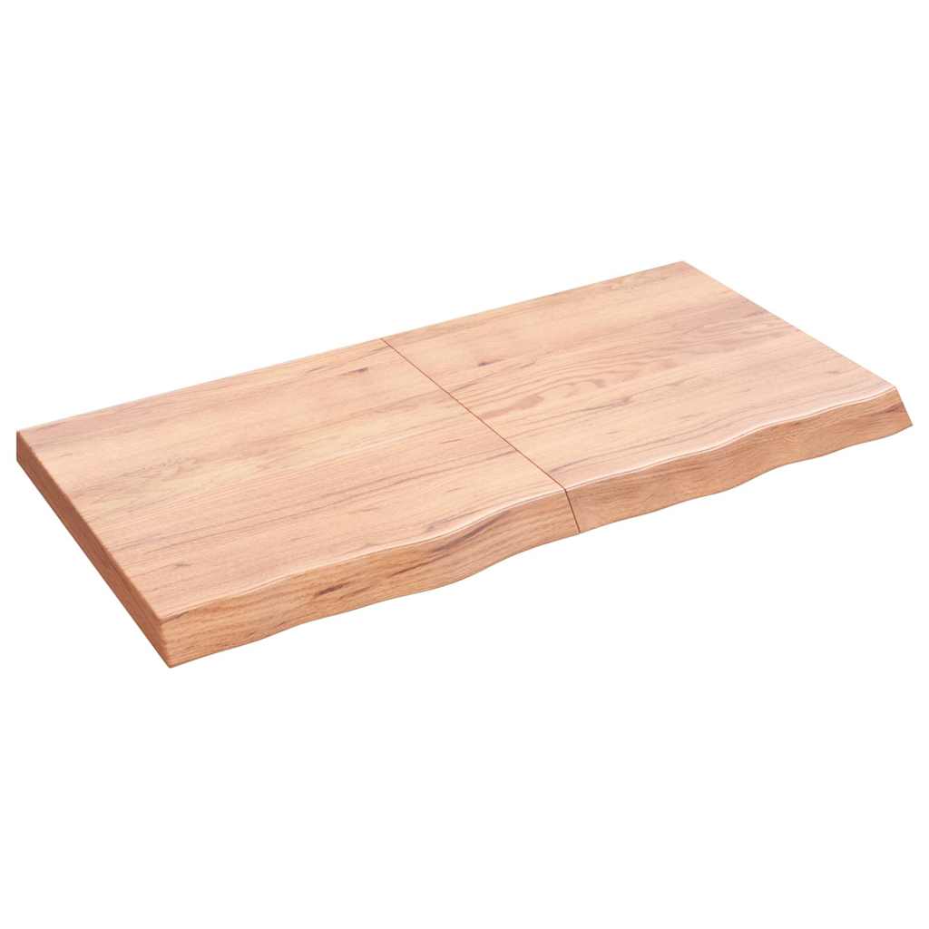 vidaXL Półka, brązowa, 120x60x(2-6) cm, lakierowane lite drewno dębowe