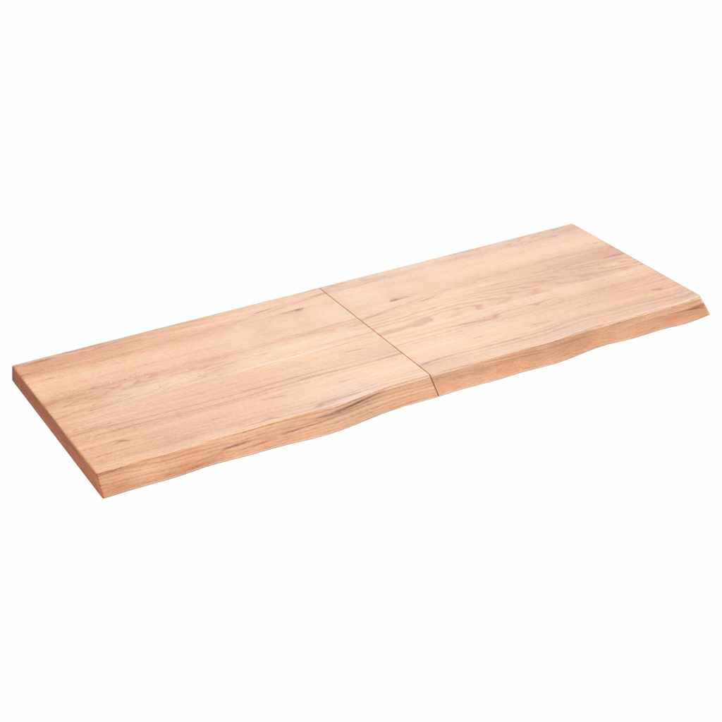 vidaXL Półka, brązowa, 140x50x(2-4) cm, lakierowane lite drewno dębowe