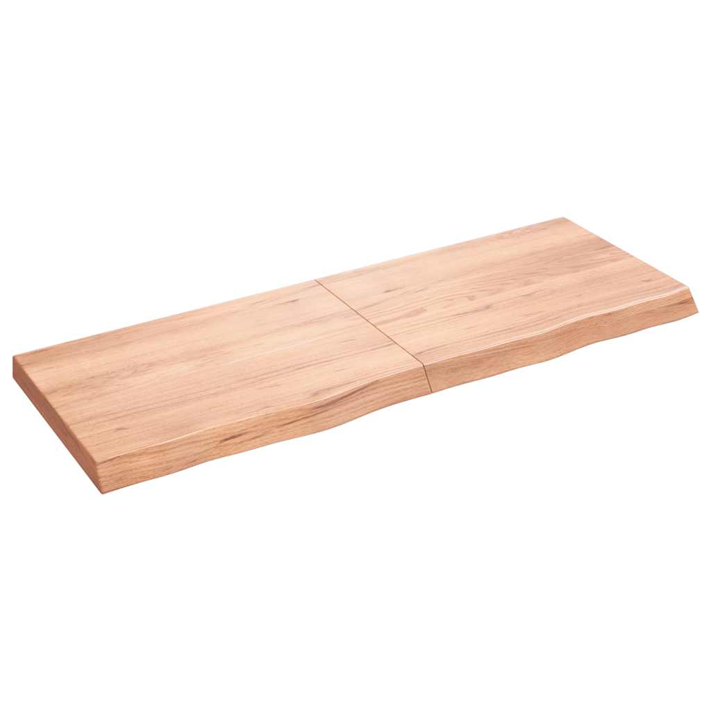vidaXL Półka, brązowa, 140x50x(2-6) cm, lakierowane lite drewno dębowe