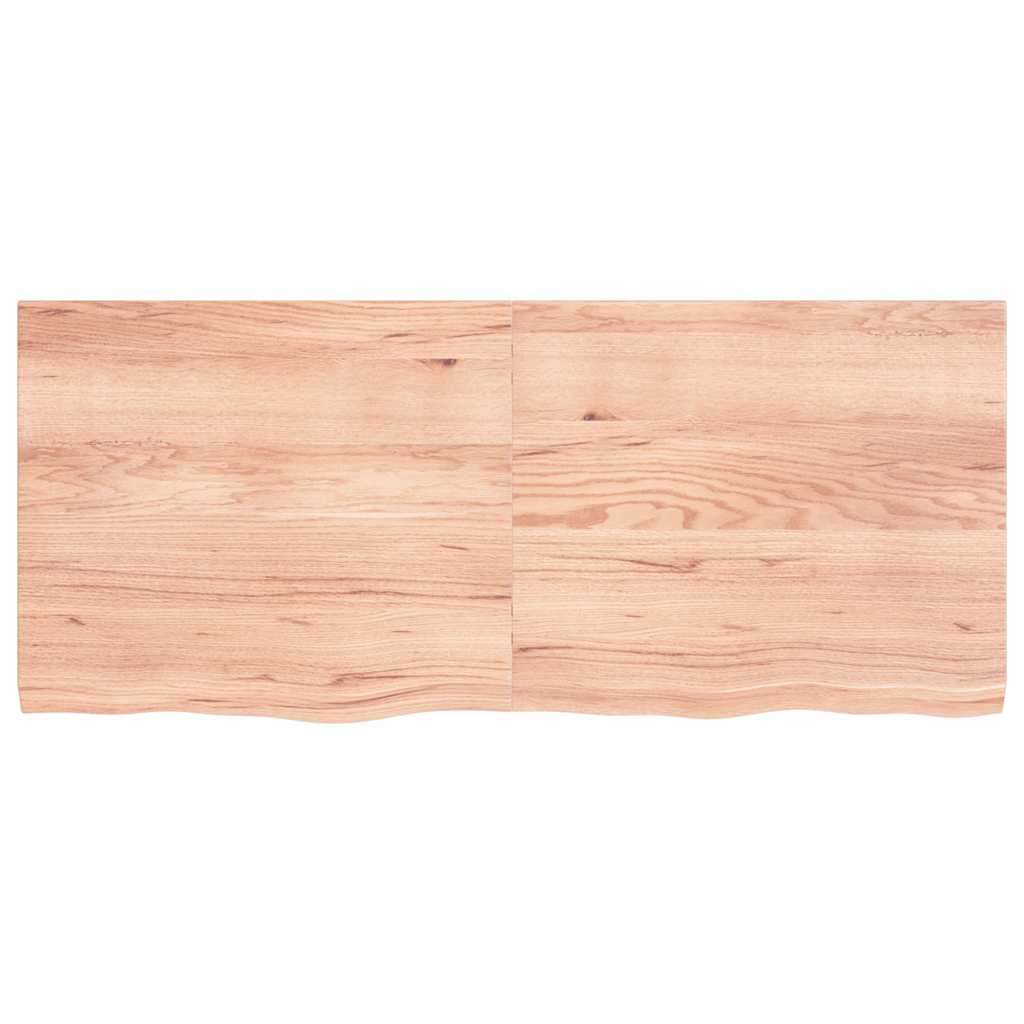 vidaXL Półka, brązowa, 140x60x(2-4) cm, lakierowane lite drewno dębowe