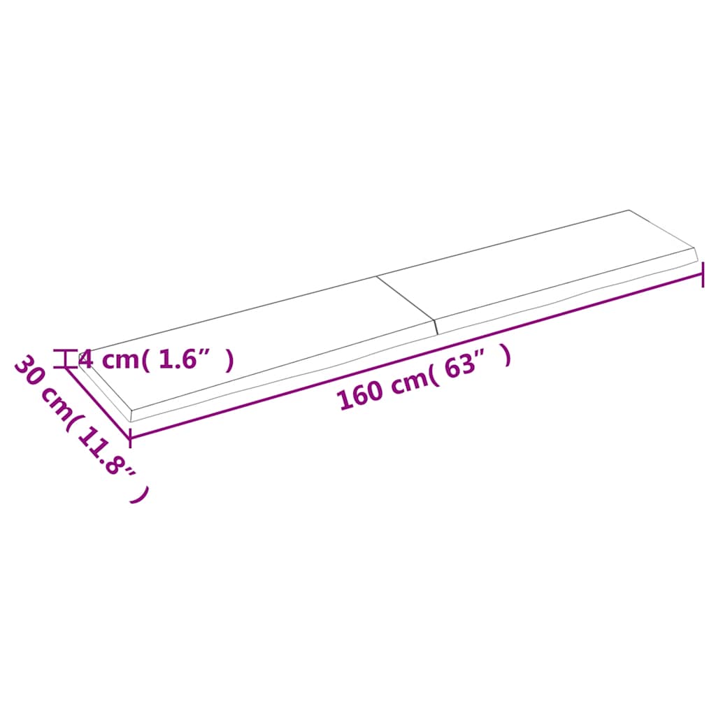vidaXL Półka, brązowa, 160x30x(2-4) cm, lakierowane lite drewno dębowe