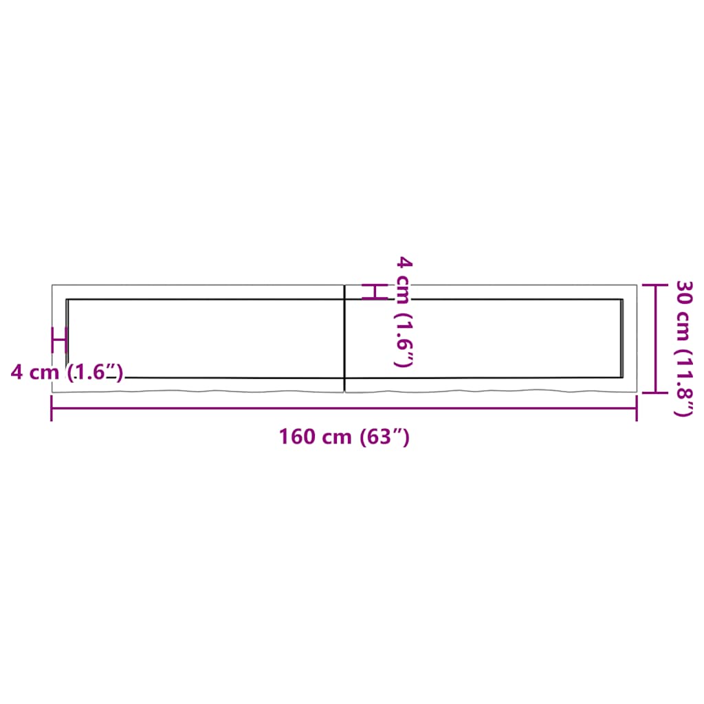 vidaXL Półka, brązowa, 160x30x(2-4) cm, lakierowane lite drewno dębowe