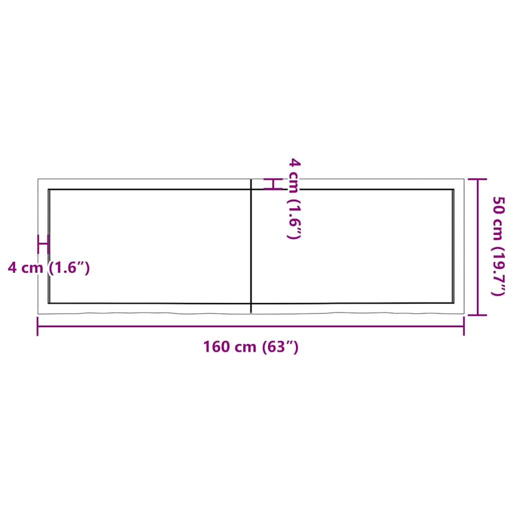 vidaXL Półka, brązowa, 160x50x(2-4) cm, lakierowane lite drewno dębowe