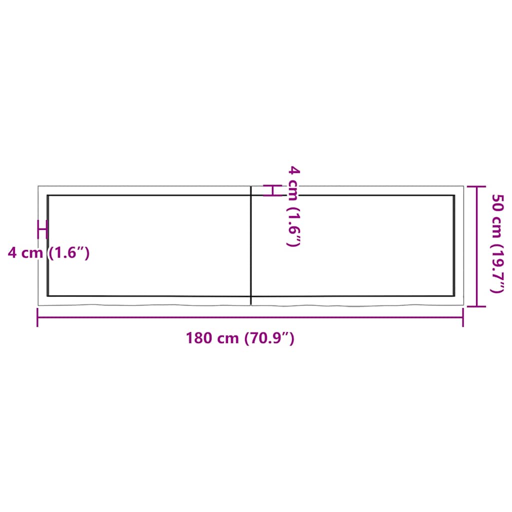 vidaXL Półka, brązowa, 180x50x(2-6) cm, lakierowane lite drewno dębowe