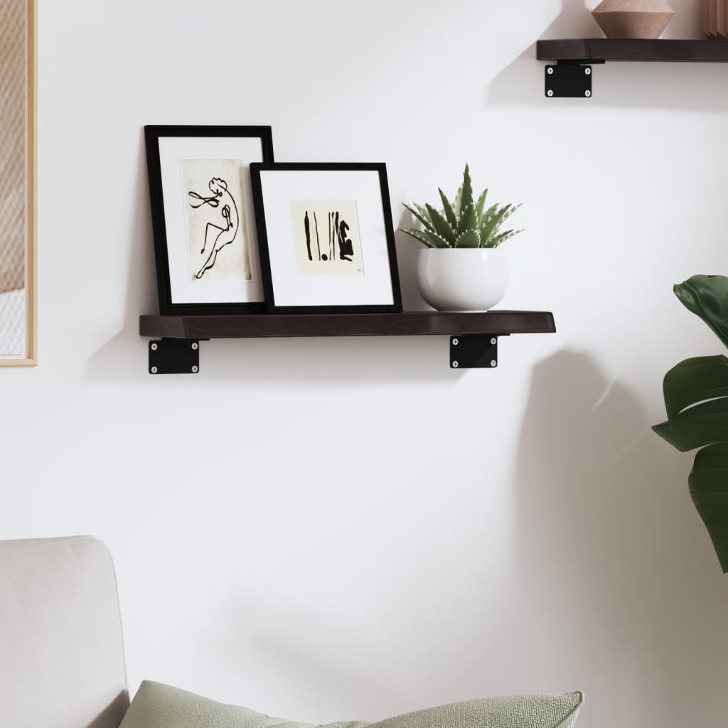 vidaXL Półka, ciemnobrązowa, 40x10x2 cm, wykończone lite drewno dębowe