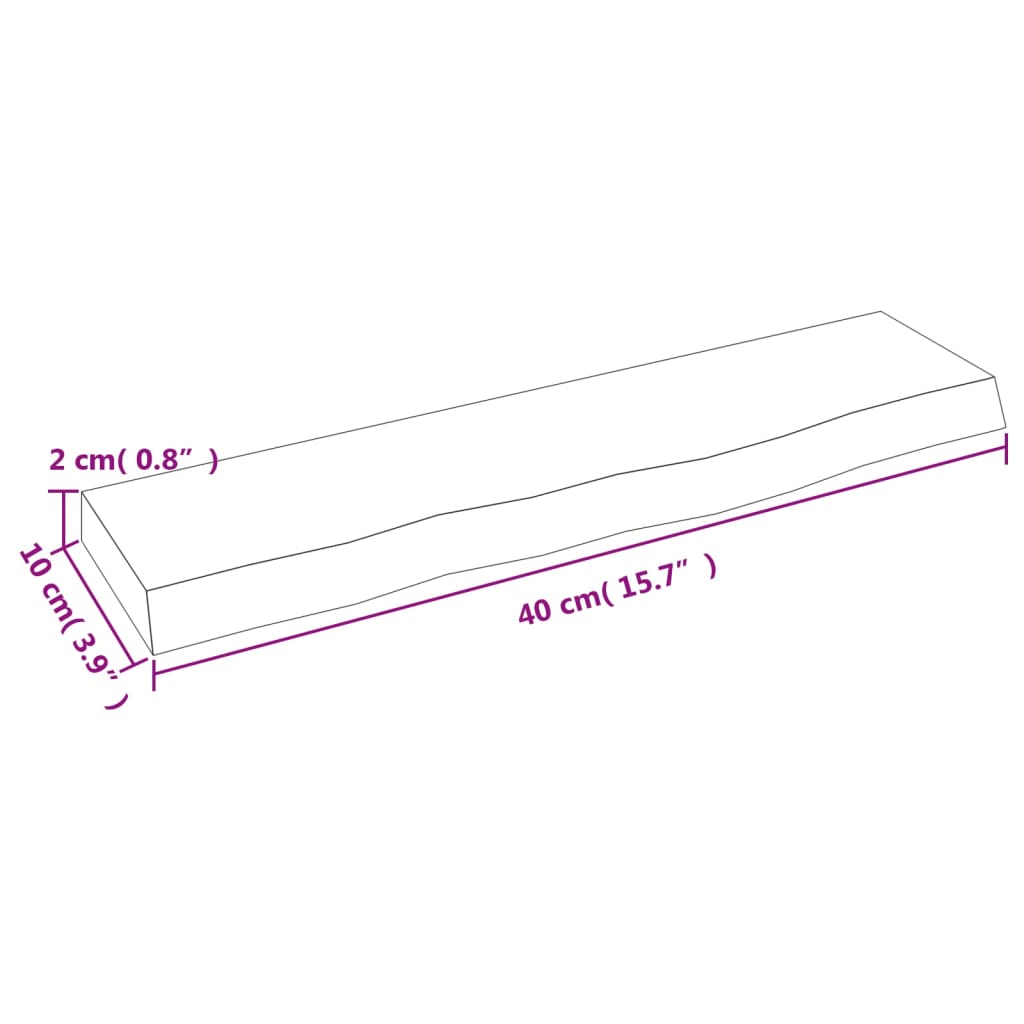 vidaXL Półka, ciemnobrązowa, 40x10x2 cm, wykończone lite drewno dębowe